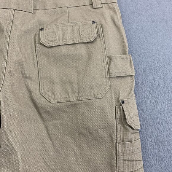 Duluth Trading Co. Cargo Work Pants Mens Size 44X28 Beige Fire Hose Relaxed Fit - Picture 9 of 16